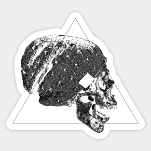 invert skull with beanie Sticker